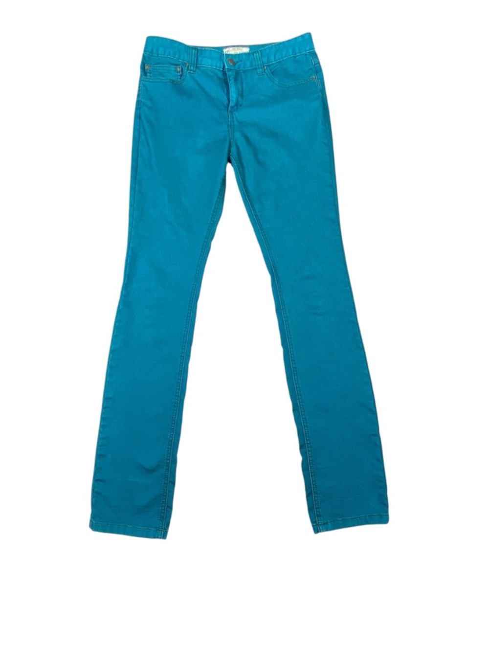 Free People Skinny Jeans Women's 26 Teal Blue Mid Rise Casual Colorful Denim